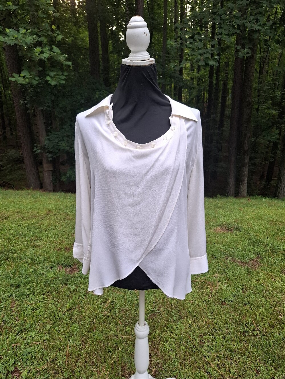 Carlisle Silk Ivory Crossover Front Blouse Size 10